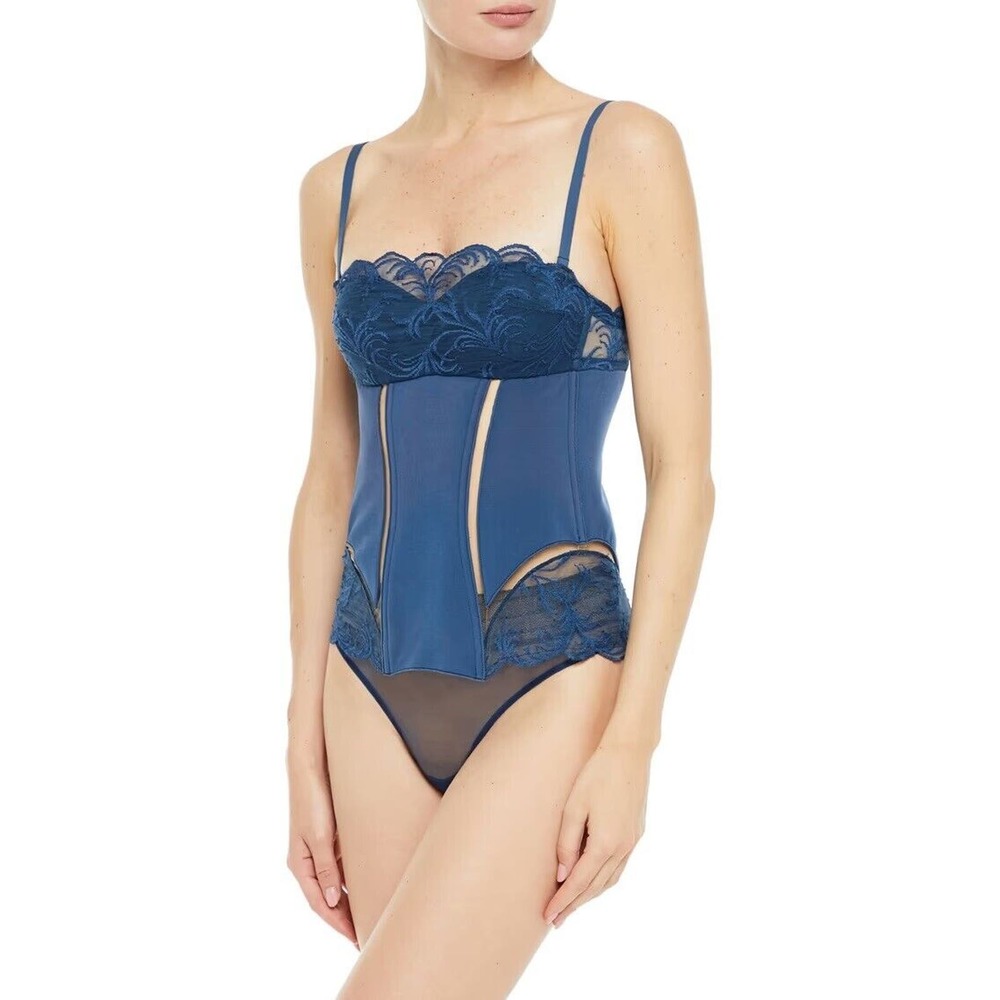 La Perla Zephyra Padded Lace Corset Bustier 4 Blue Intimates Sleepwear NWT $1308 - Picture 3 of 16